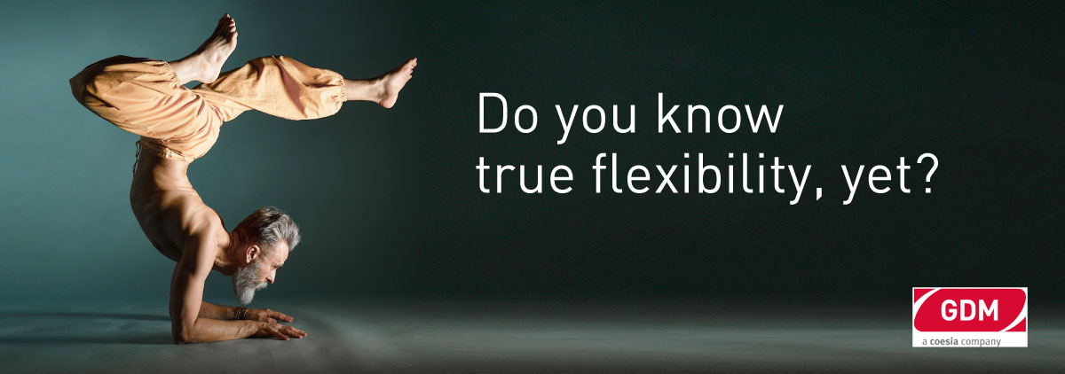 Man doing an inverted yoga position and writing: "Do you know true flexibility, yet?"