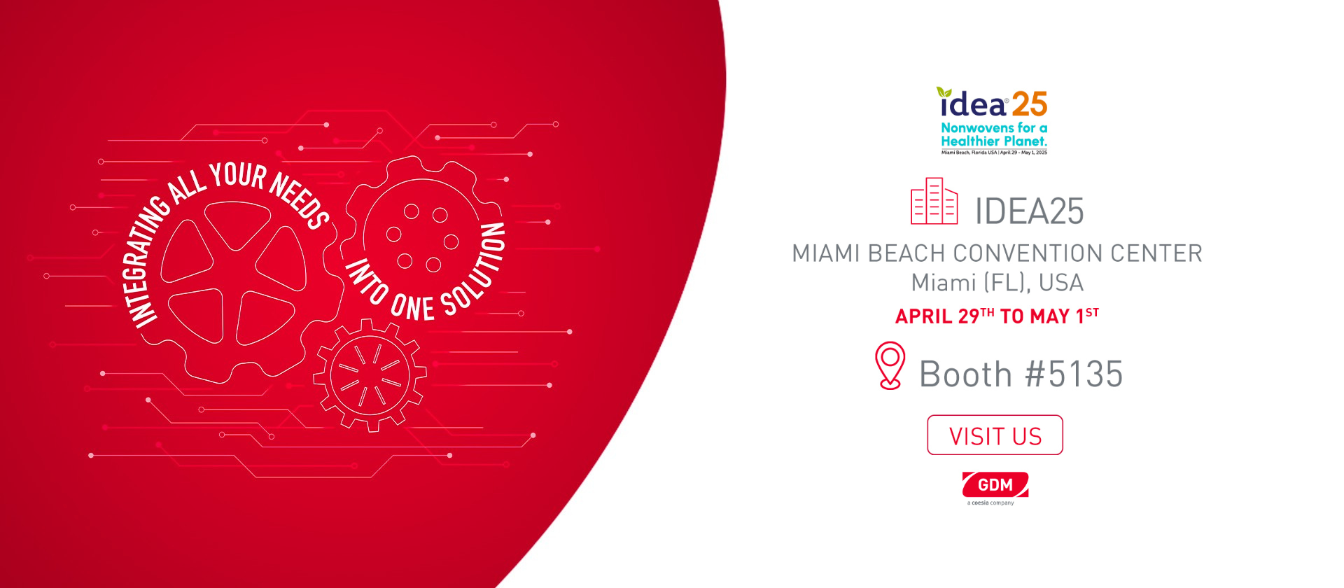 Invitation banner to IDEA25 in Miami. GDM is attending at booth 5135